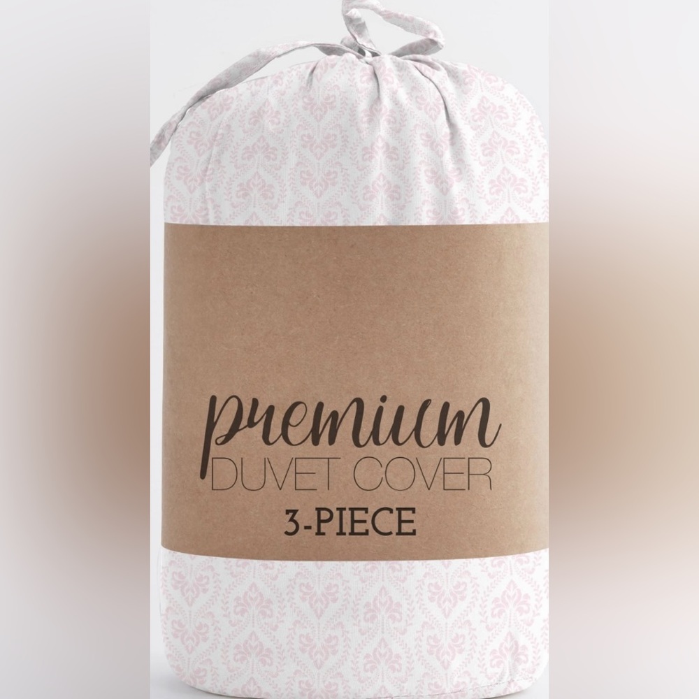 NOBLE LINENS NWT classic damask pink pattern duvet set -full/queen